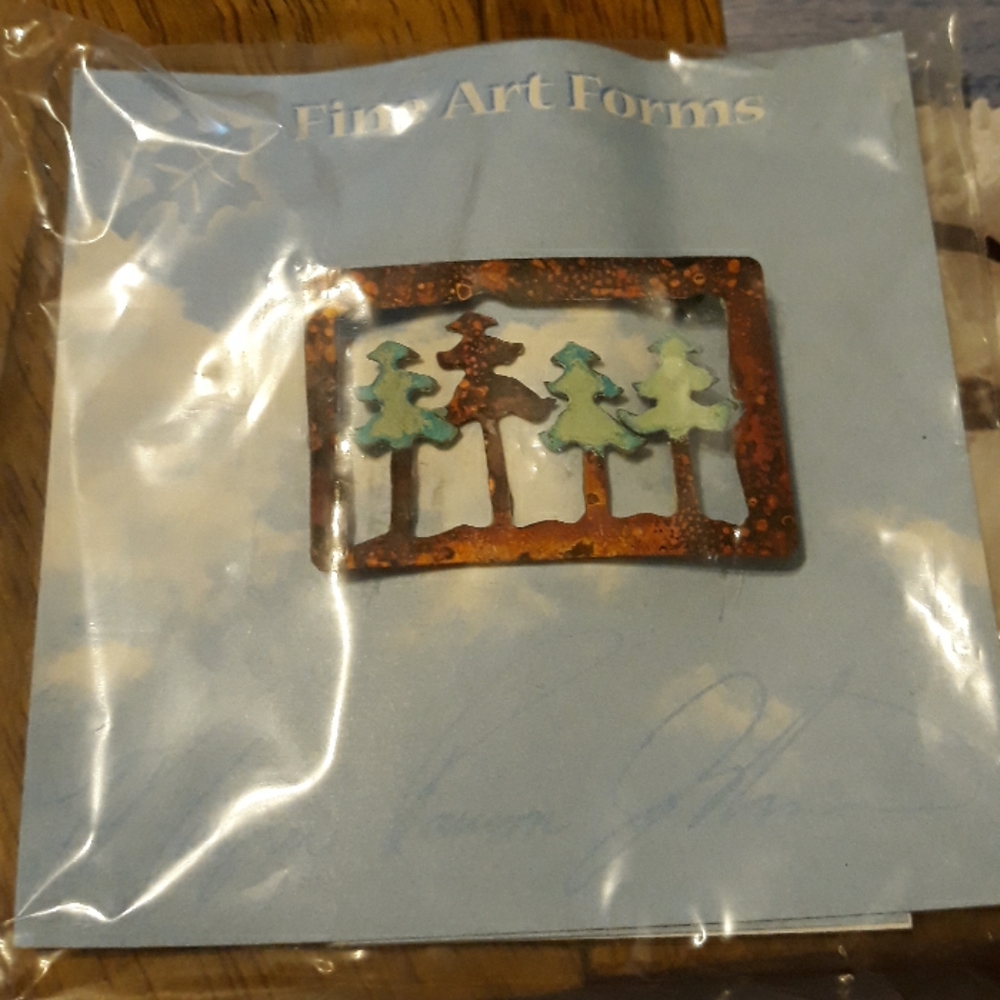 Copper Brooch with trees
